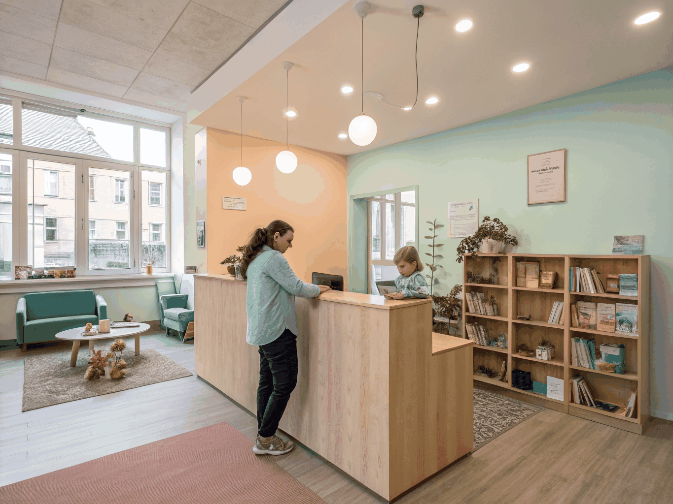 Structured and safe exchange area for monitored parenting time